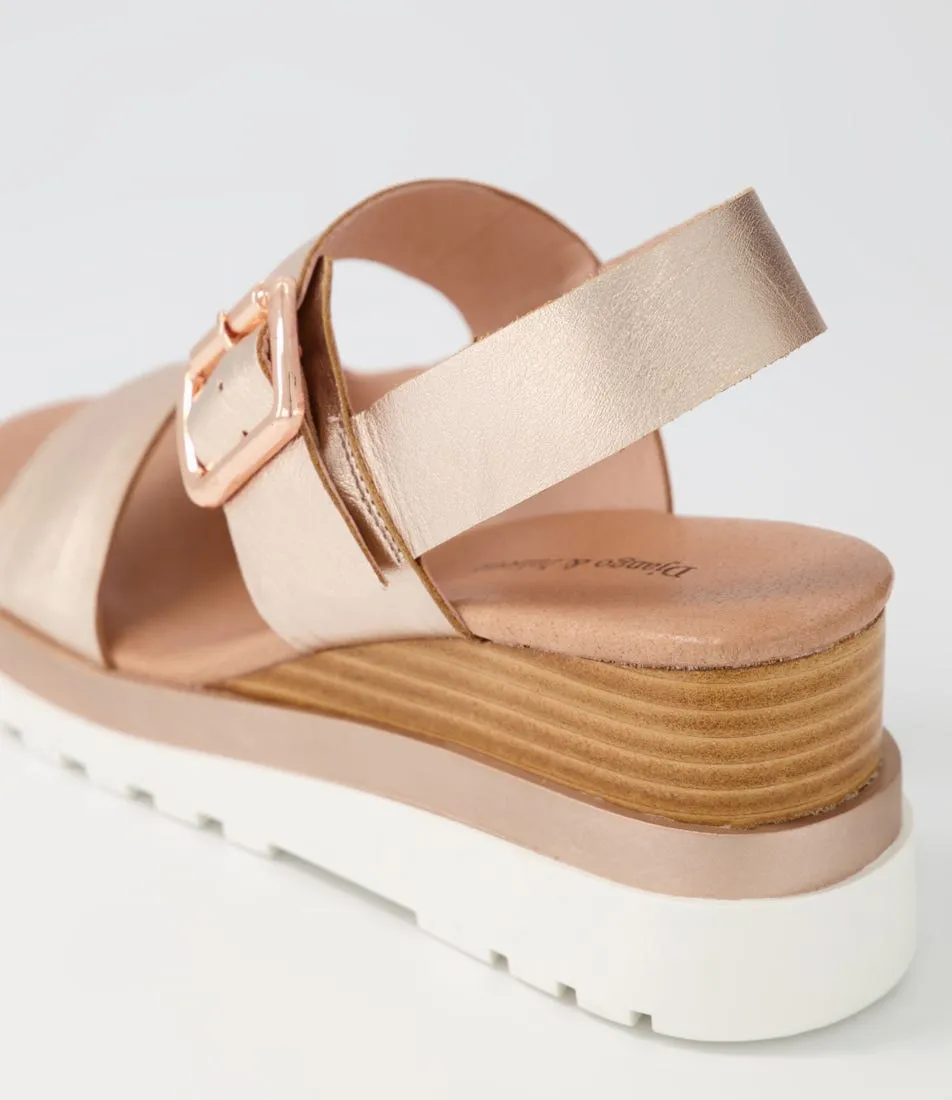 DJANGO & JULIETTE Barmer Pale Rose Gold Leather Sandals Ws