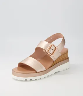 DJANGO & JULIETTE Barmer Pale Rose Gold Leather Sandals Ws