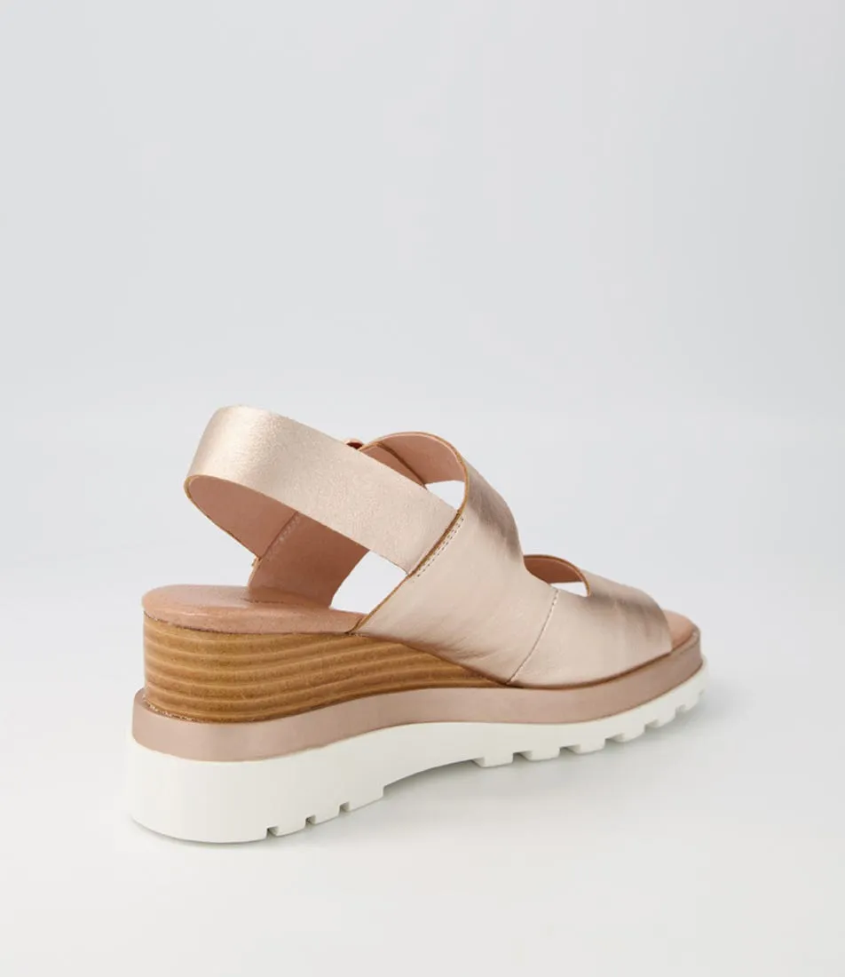 DJANGO & JULIETTE Barmer Pale Rose Gold Leather Sandals Ws