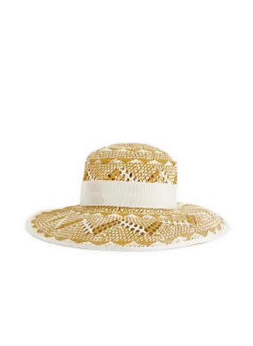 DORIA 1905  Blue straw hat - Beige