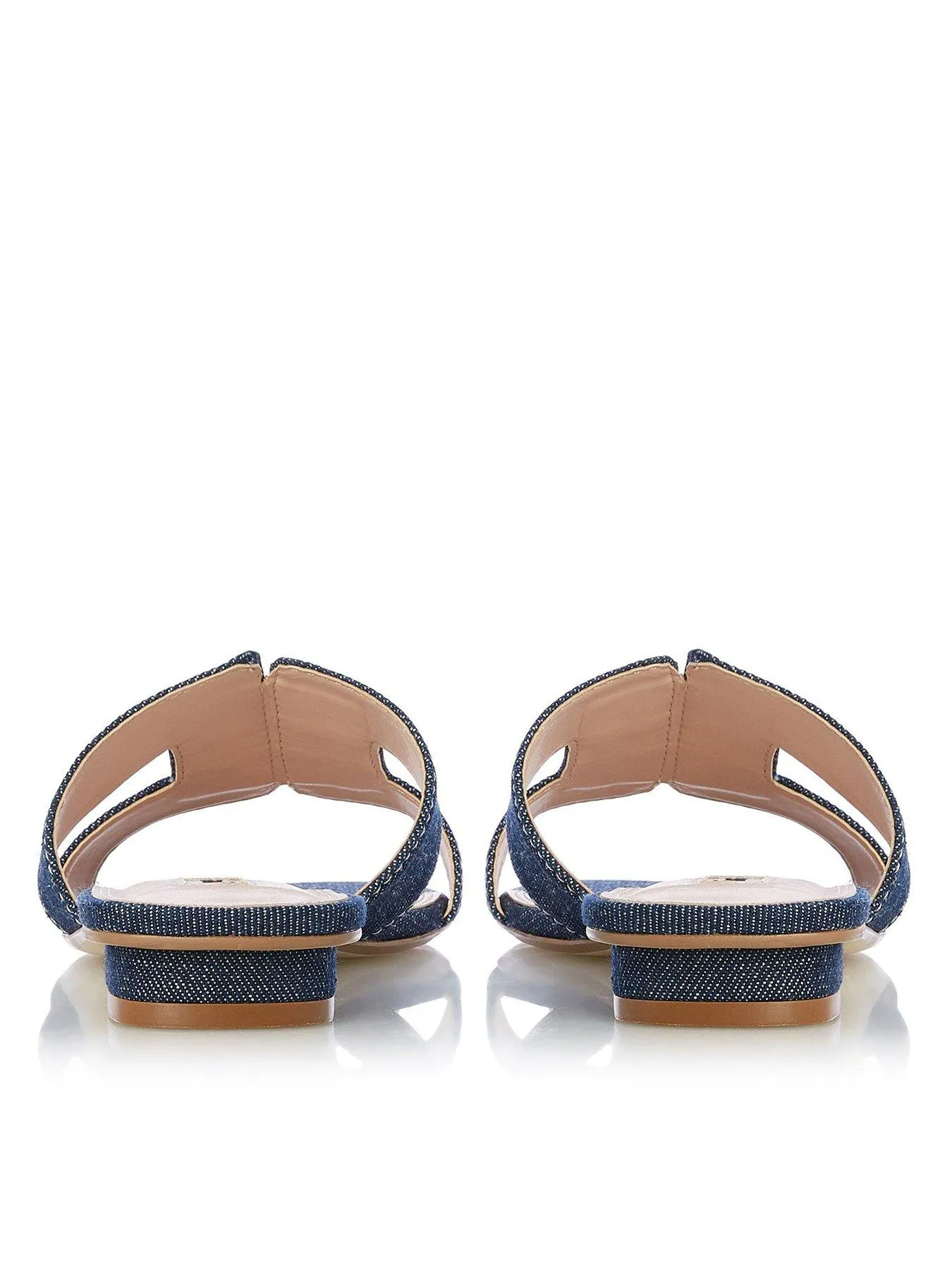 Dune London Loupe Topstitch Detail Denim Footbed Sandals - Navy