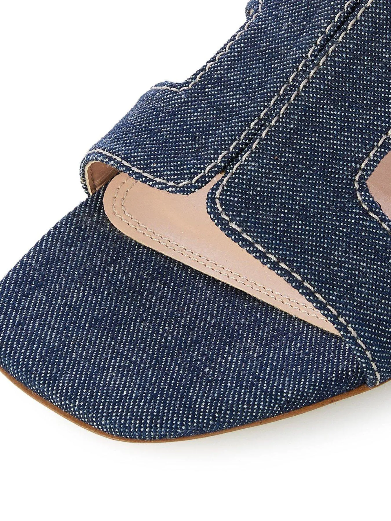 Dune London Loupe Topstitch Detail Denim Footbed Sandals - Navy