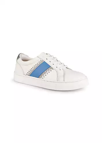 Esme Stripe White Leather Trainers by Freestyle | Look Again