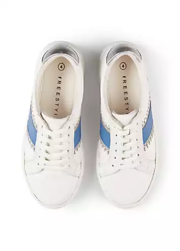 Esme Stripe White Leather Trainers by Freestyle | Look Again