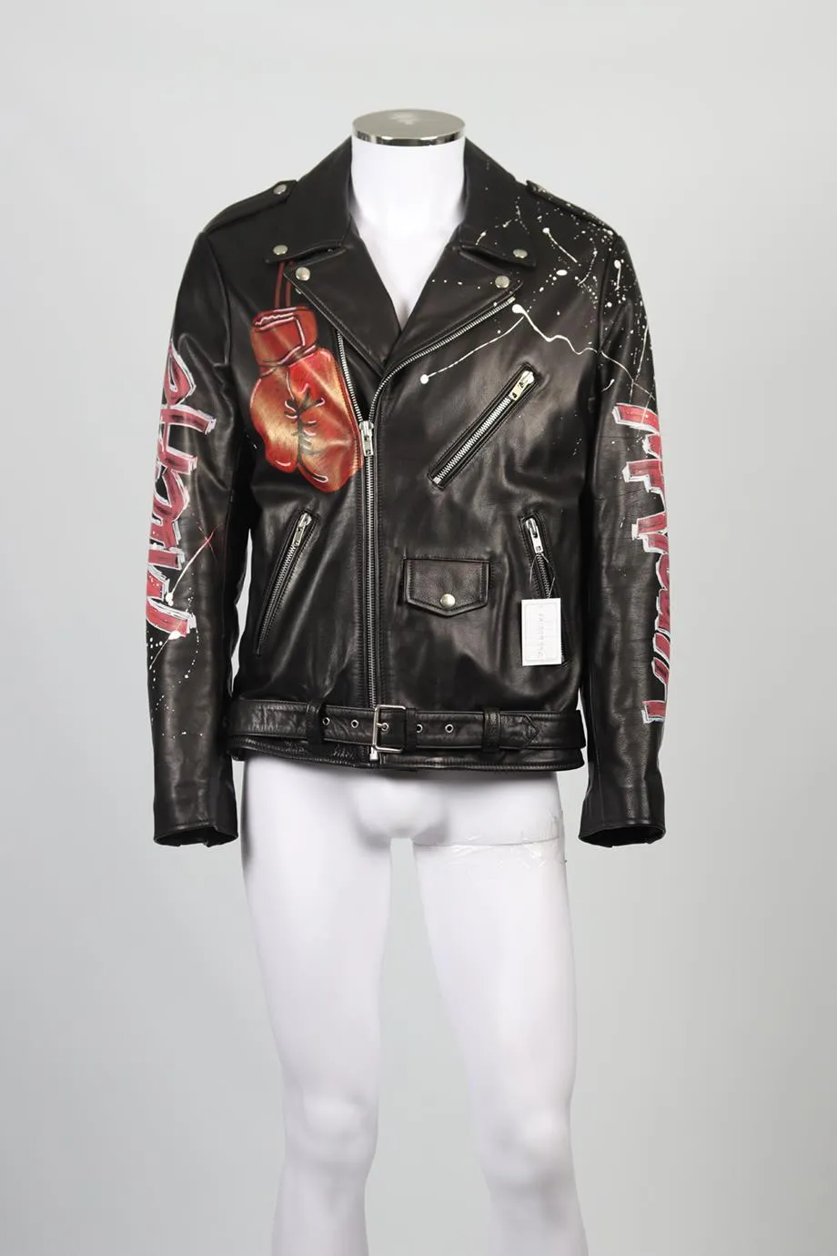 FAITH CONNEXION MEN'S LEATHER BIKER JACKET IT 52 UK/US 42 FR 52