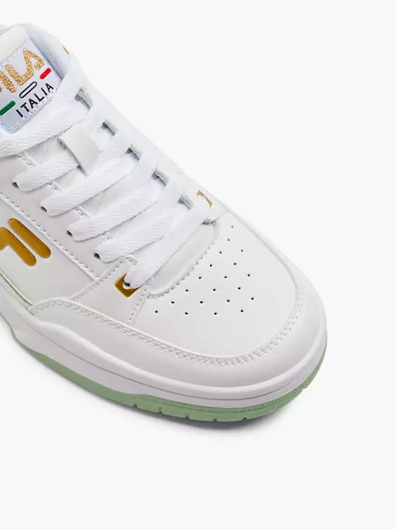 FILA  Court White/Green Lace Up Trainers