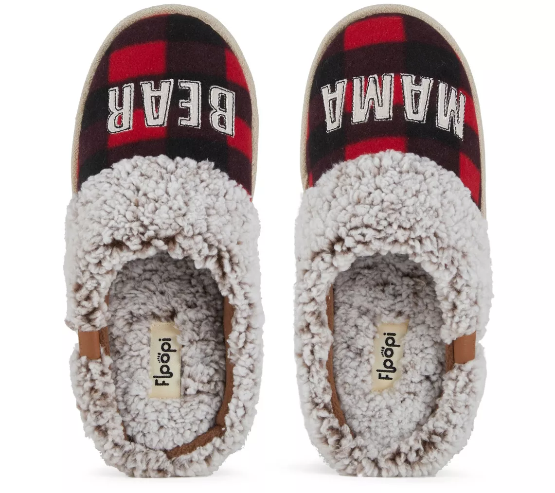 Floopi Family Set Plaid Ladies "MAMA BEAR" Clog  Slipper