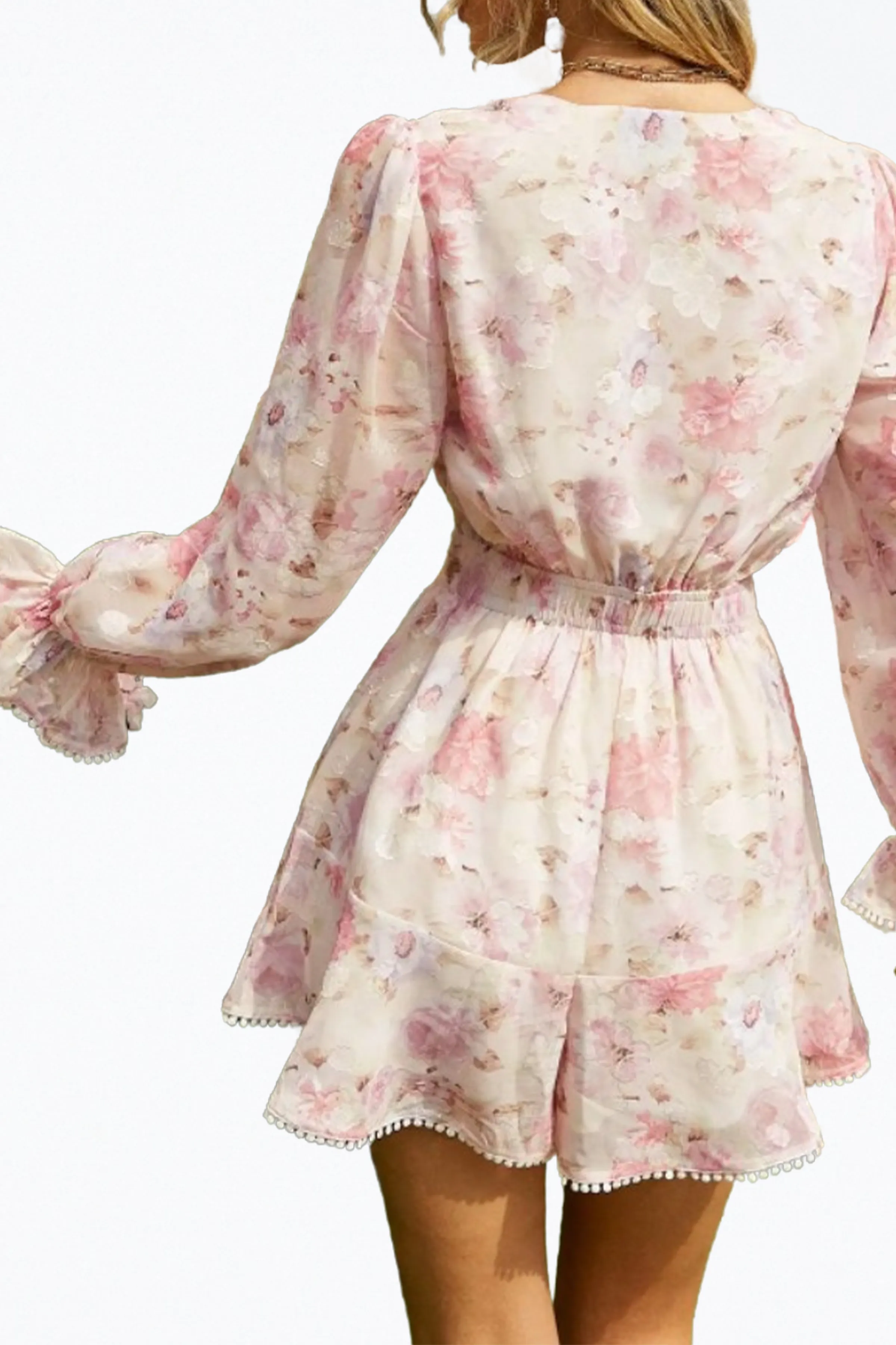 FLORAL-PRINT CHIFFON FLOUNCE ROMPER