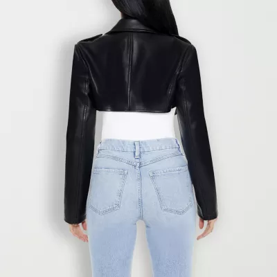 Forever 21 Faux Leather Lightweight Juniors Cropped Jacket