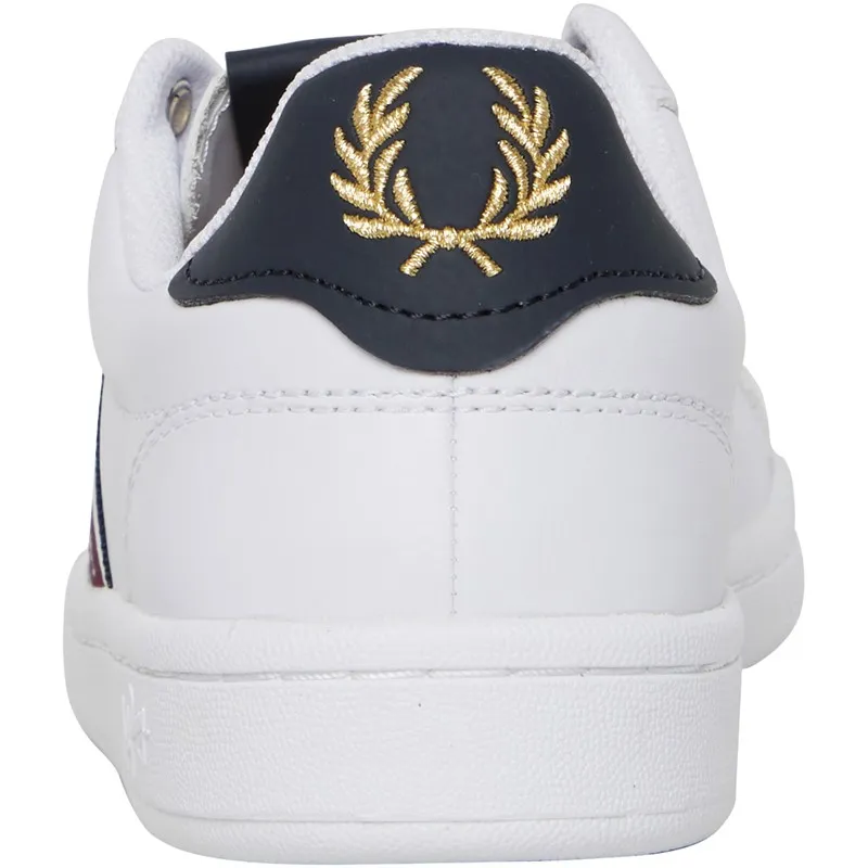 Fred Perry B721 Lea/Graphic Brnd Webbing Trainers White