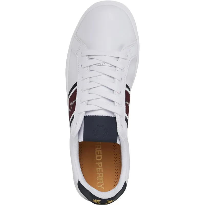 Fred Perry B721 Lea/Graphic Brnd Webbing Trainers White