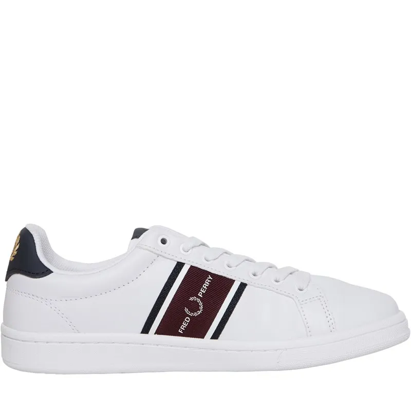 Fred Perry B721 Lea/Graphic Brnd Webbing Trainers White