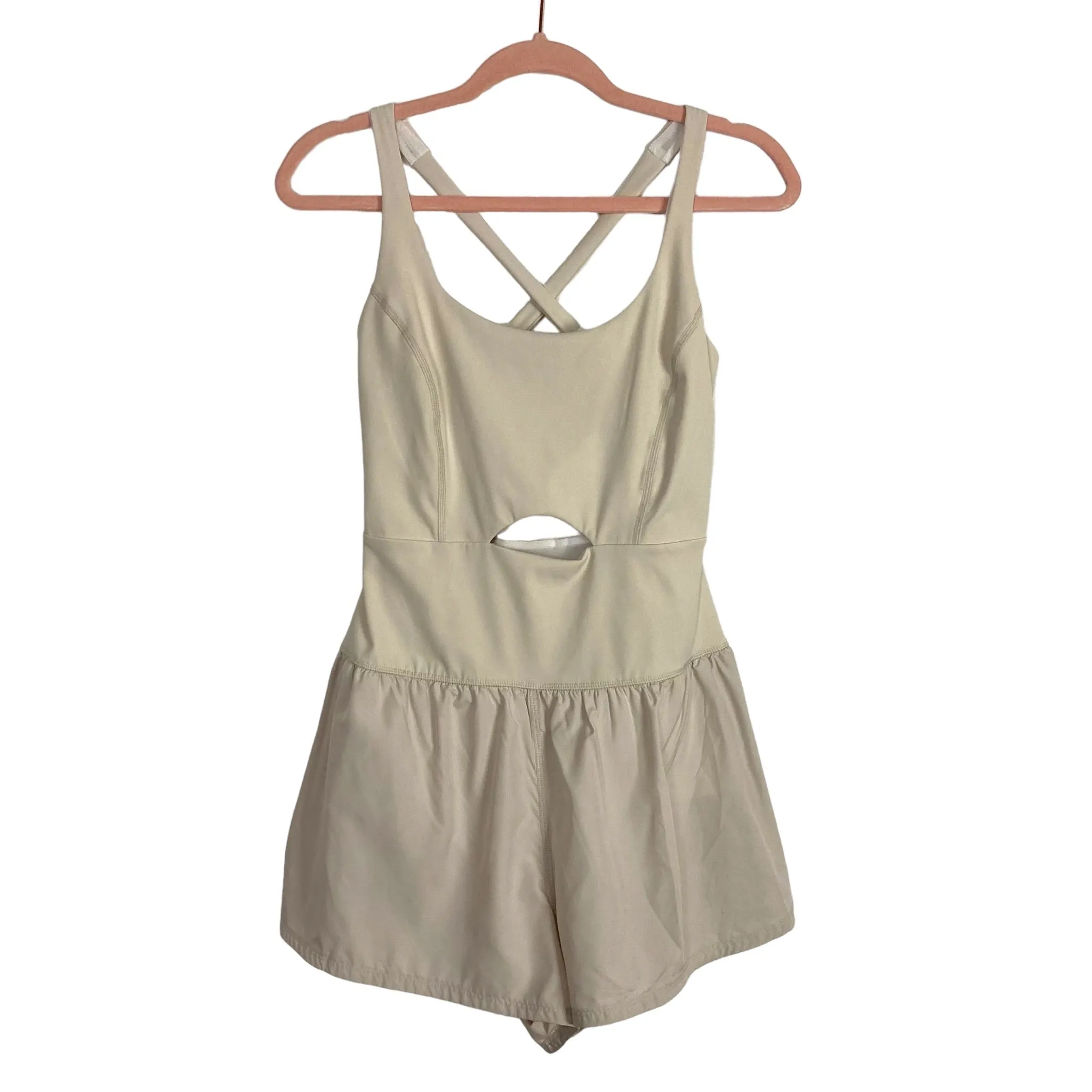 Free People Movement Tan Front Cutout Workout Romper- Size M