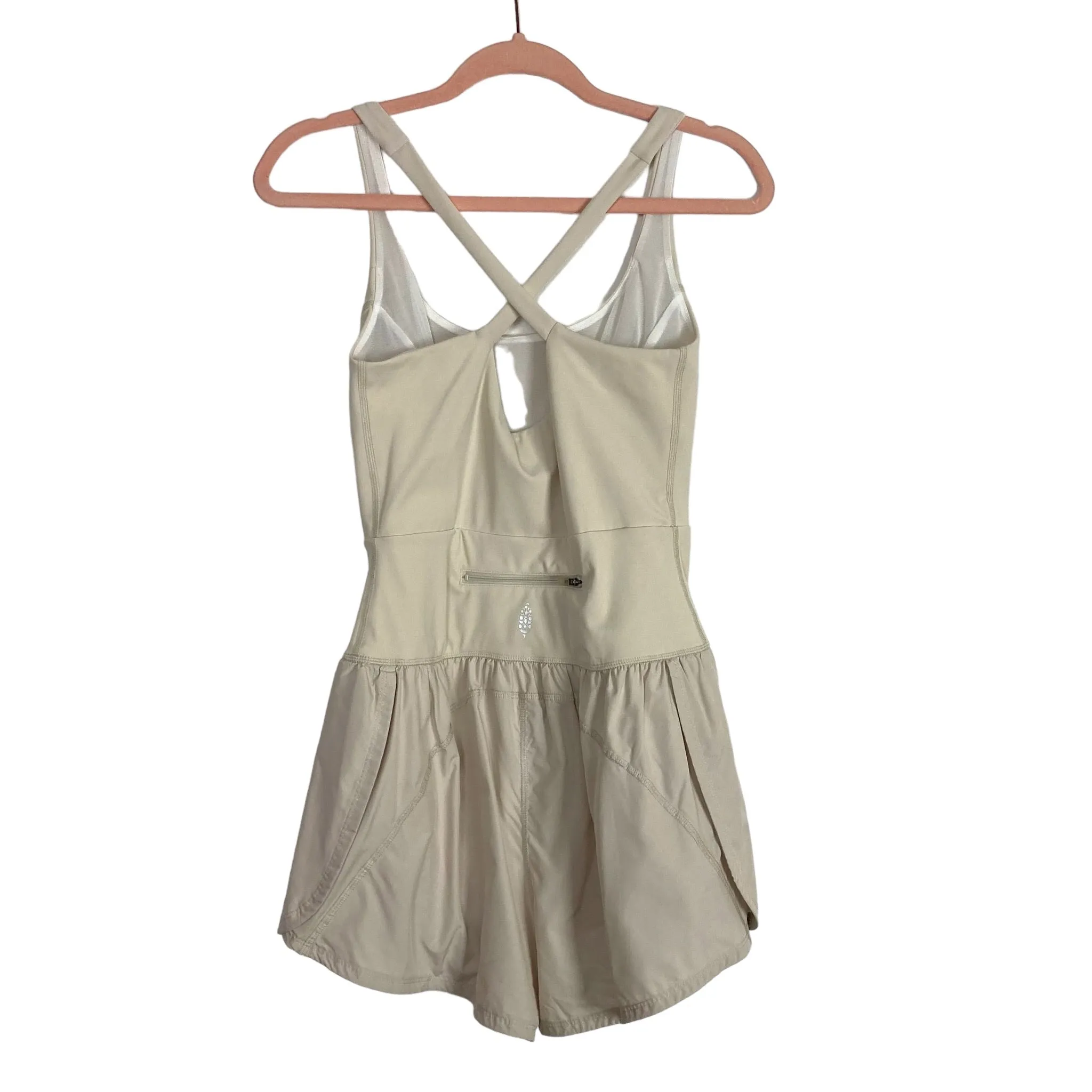 Free People Movement Tan Front Cutout Workout Romper- Size M