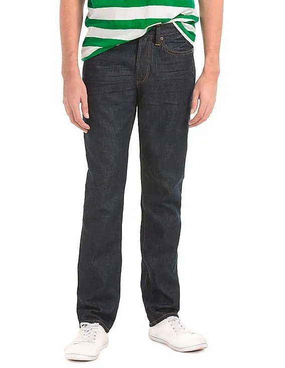 GAP Men Blue Resin Washed Straight Fit Jeans