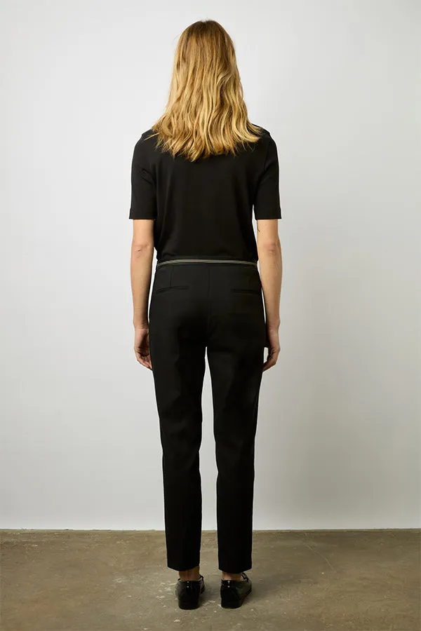 Gerard Darel CAUSETTE BLACK PLAIN 7/8 STRAIGHT TROUSERS