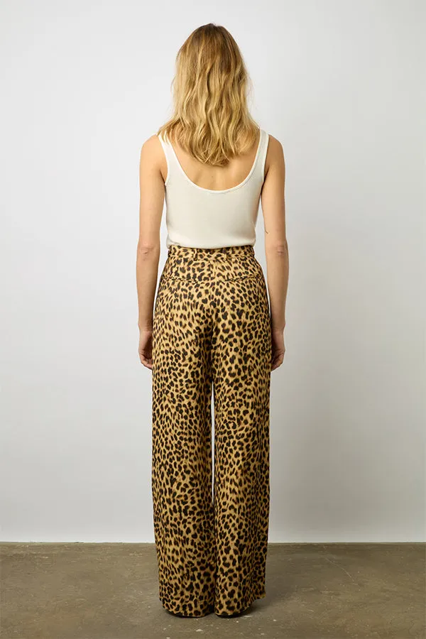 Gerard Darel CYBELL WIDE-LEG LEOPARD PRINT TROUSERS