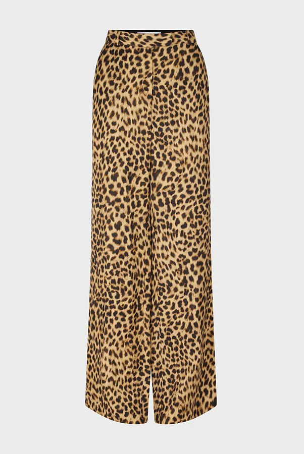 Gerard Darel CYBELL WIDE-LEG LEOPARD PRINT TROUSERS