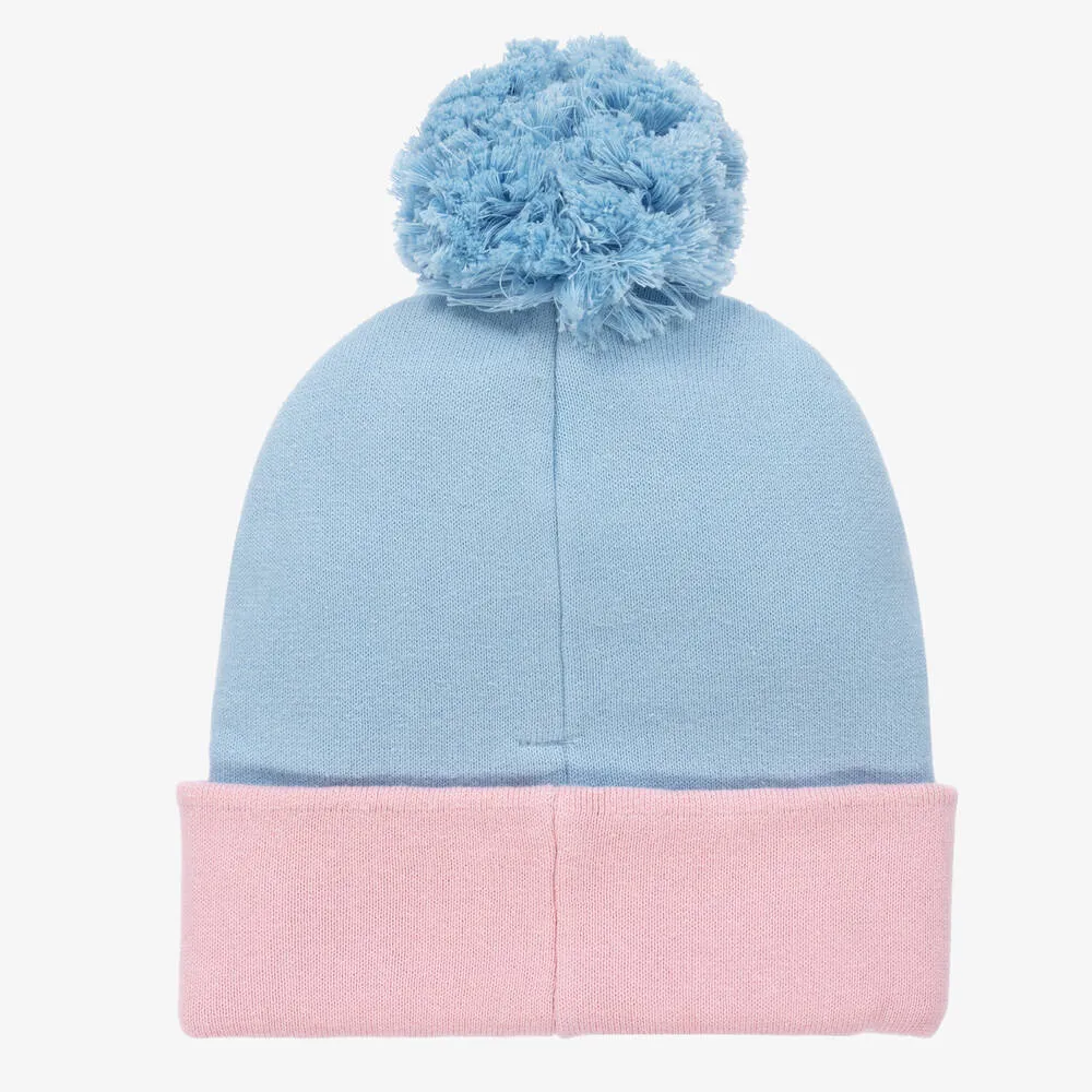 Girls Blue & Pink Beanie Hat