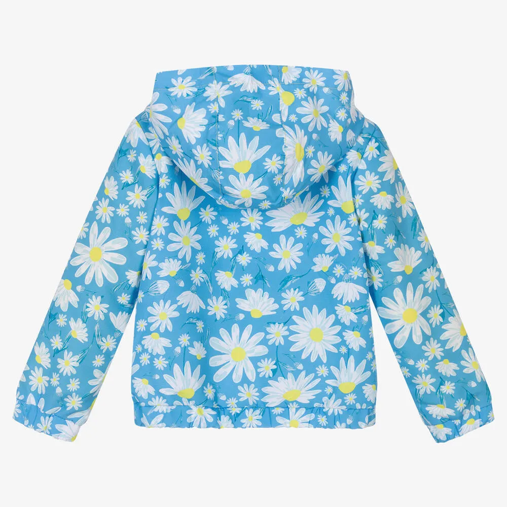 Girls Blue & Yellow Daisy Zip-Up Jacket