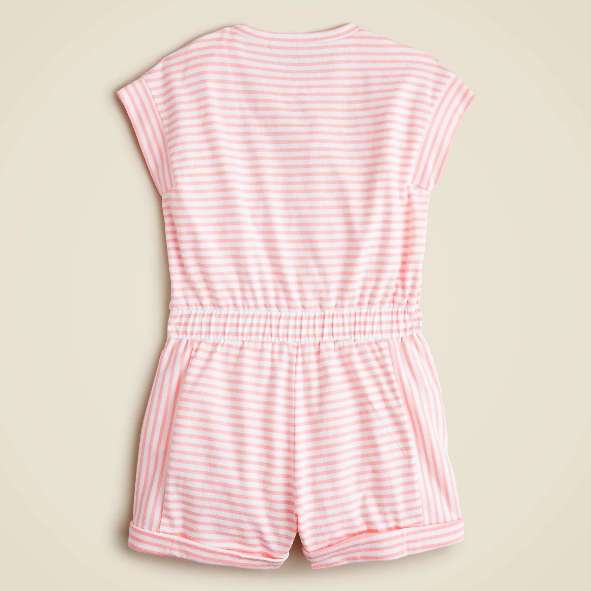 Girls' button-shoulder romper in vintage jersey