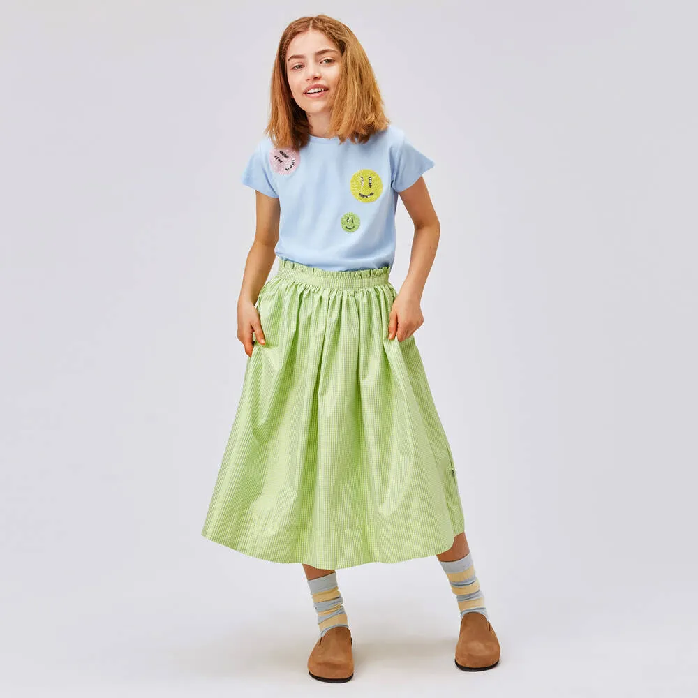 Girls Green Gingham Skirt