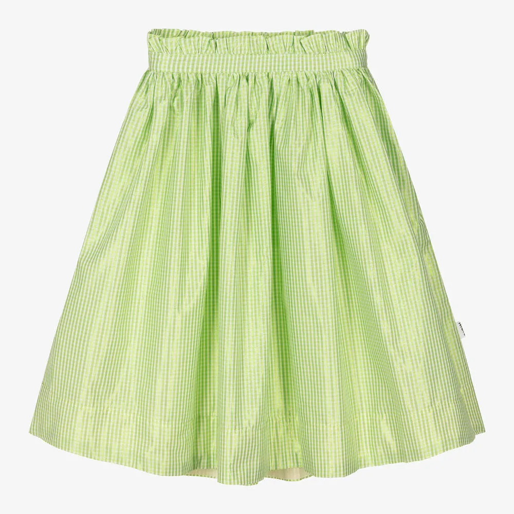 Girls Green Gingham Skirt