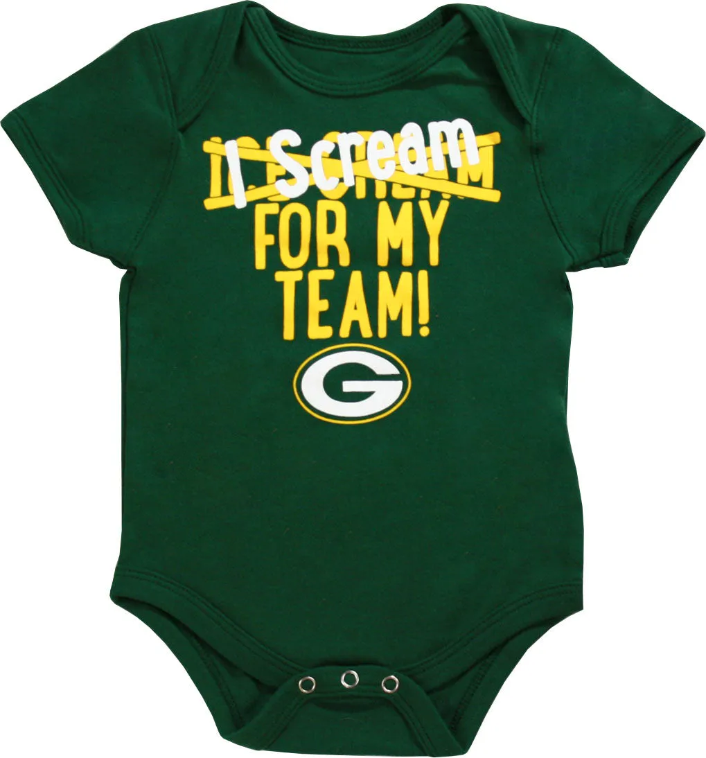 Green Bay Packers I Scream For My Team Baby Boys Romper