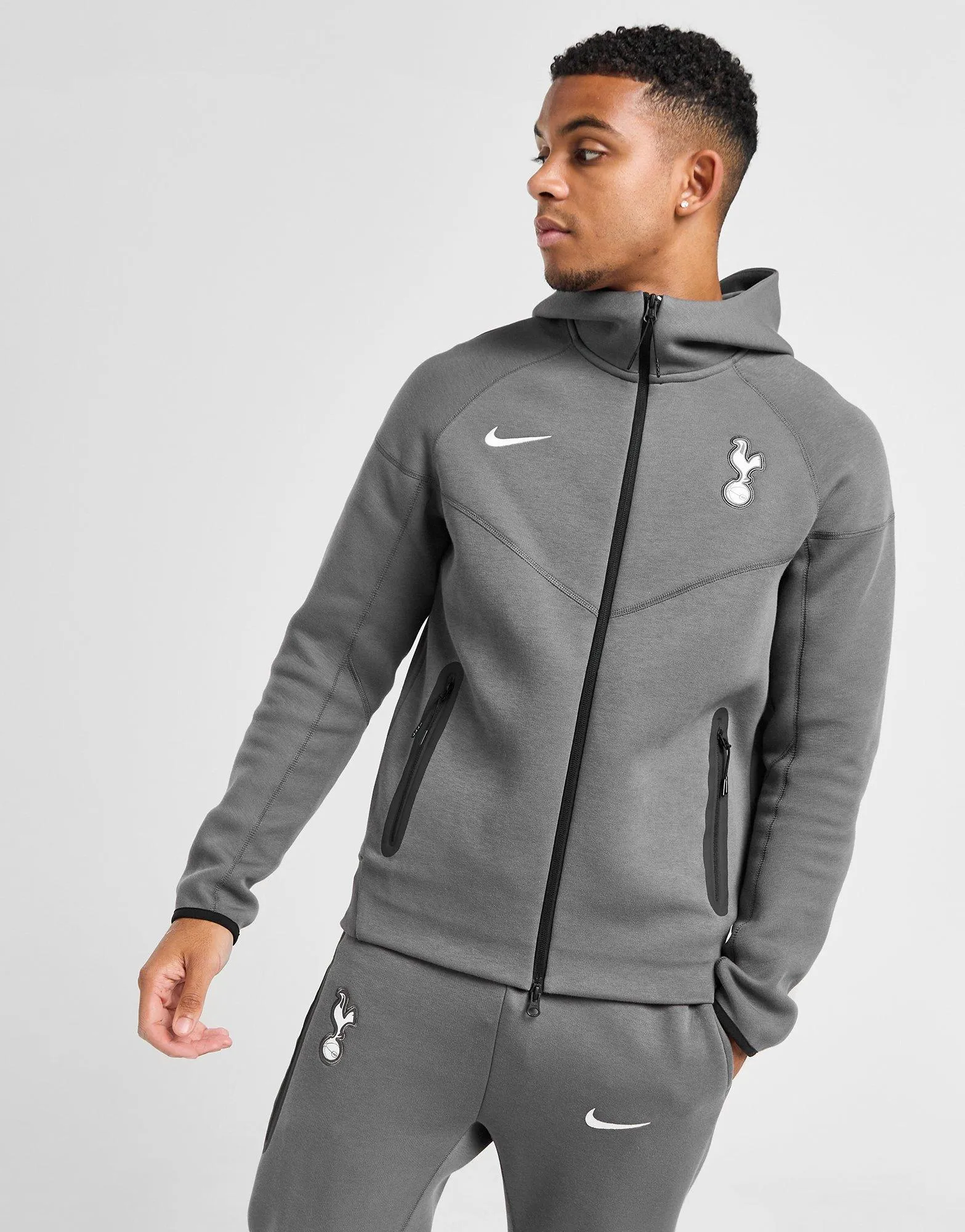 Grey Nike Tottenham Hotspur Fc Tech Fleece Full Zip Hoodie - JD Sports 