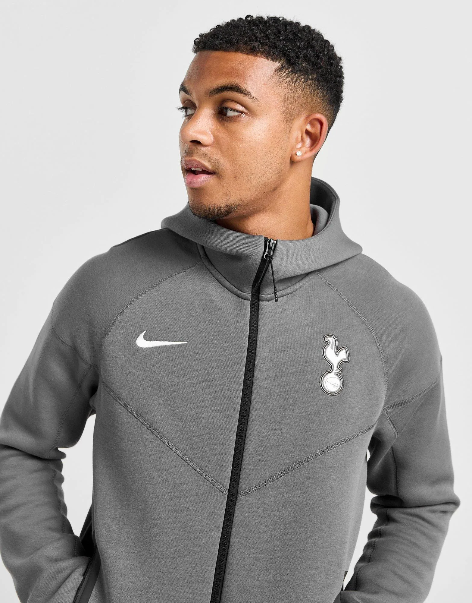 Grey Nike Tottenham Hotspur Fc Tech Fleece Full Zip Hoodie - JD Sports 