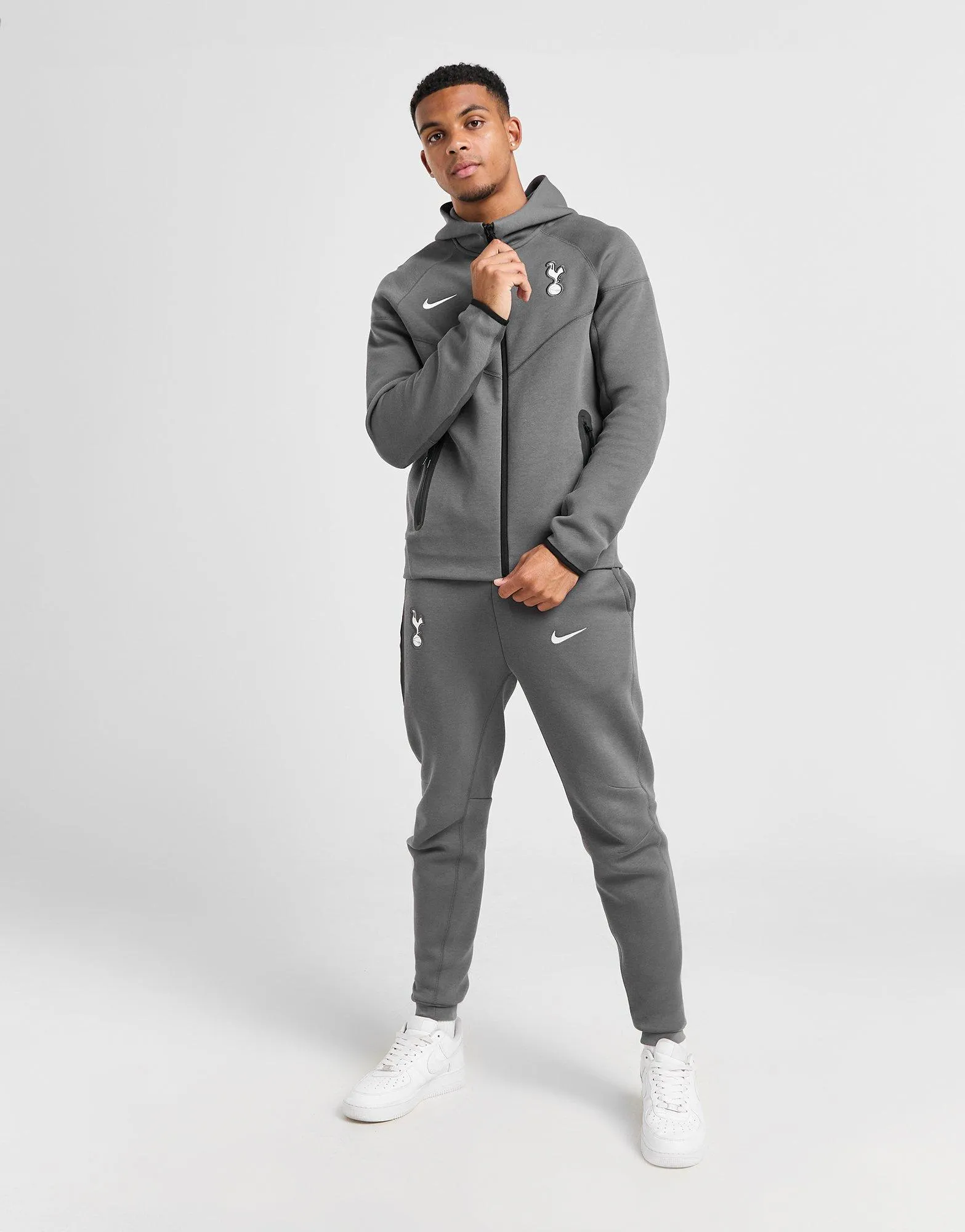 Grey Nike Tottenham Hotspur Fc Tech Fleece Full Zip Hoodie - JD Sports 