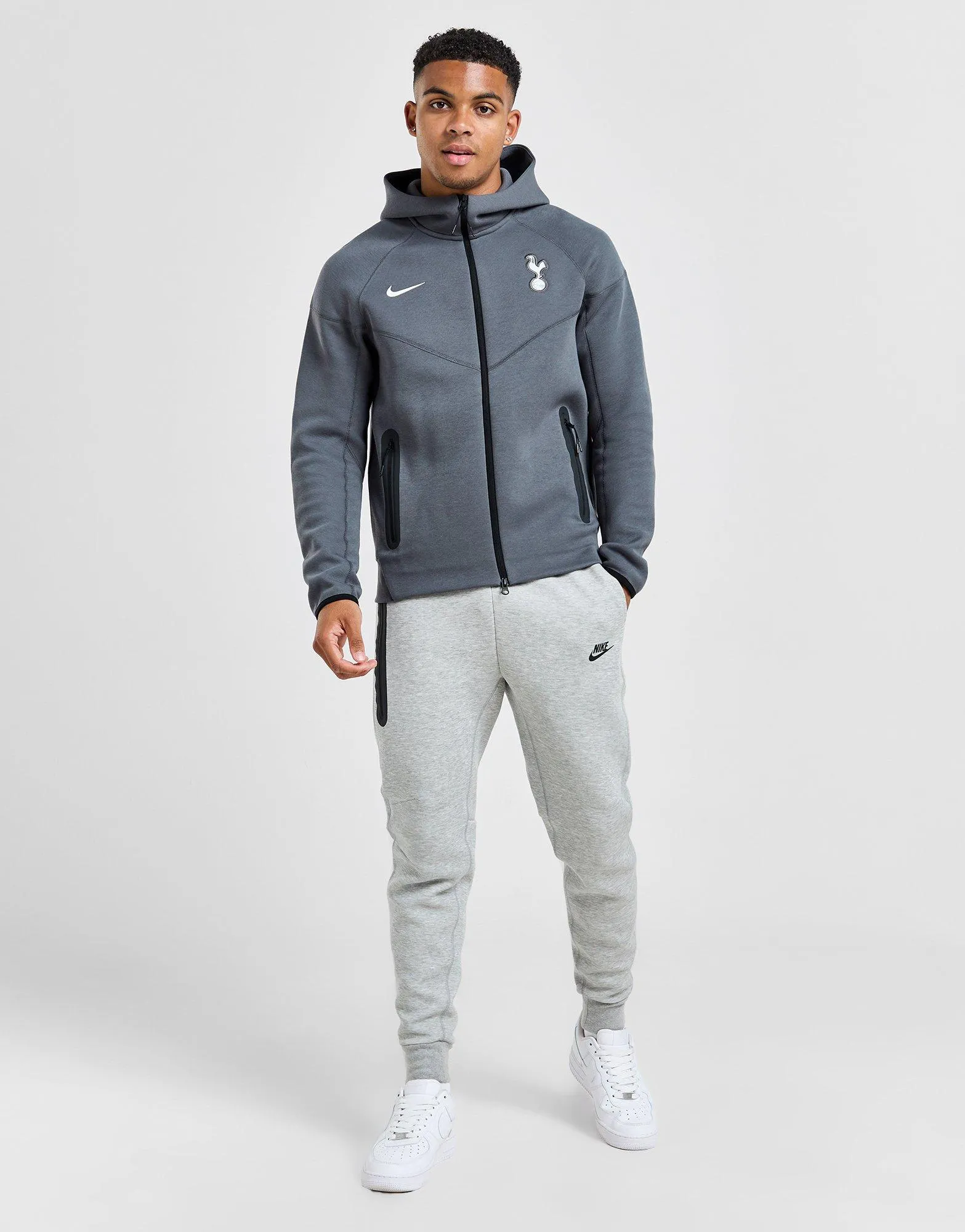 Grey Nike Tottenham Hotspur Fc Tech Fleece Full Zip Hoodie - JD Sports 