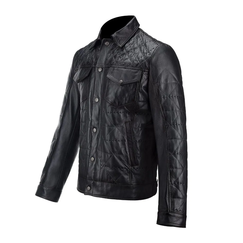 H227COC MONTECARLO. CUADRA BLOUSON BIKER LEATHER JACKET FOR MEN.