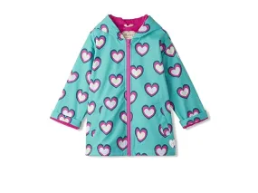 Hatley Kids Hearts Colour Changing Zip-Up Rain Jacket (Toddler/Little Kid/Big Kid)