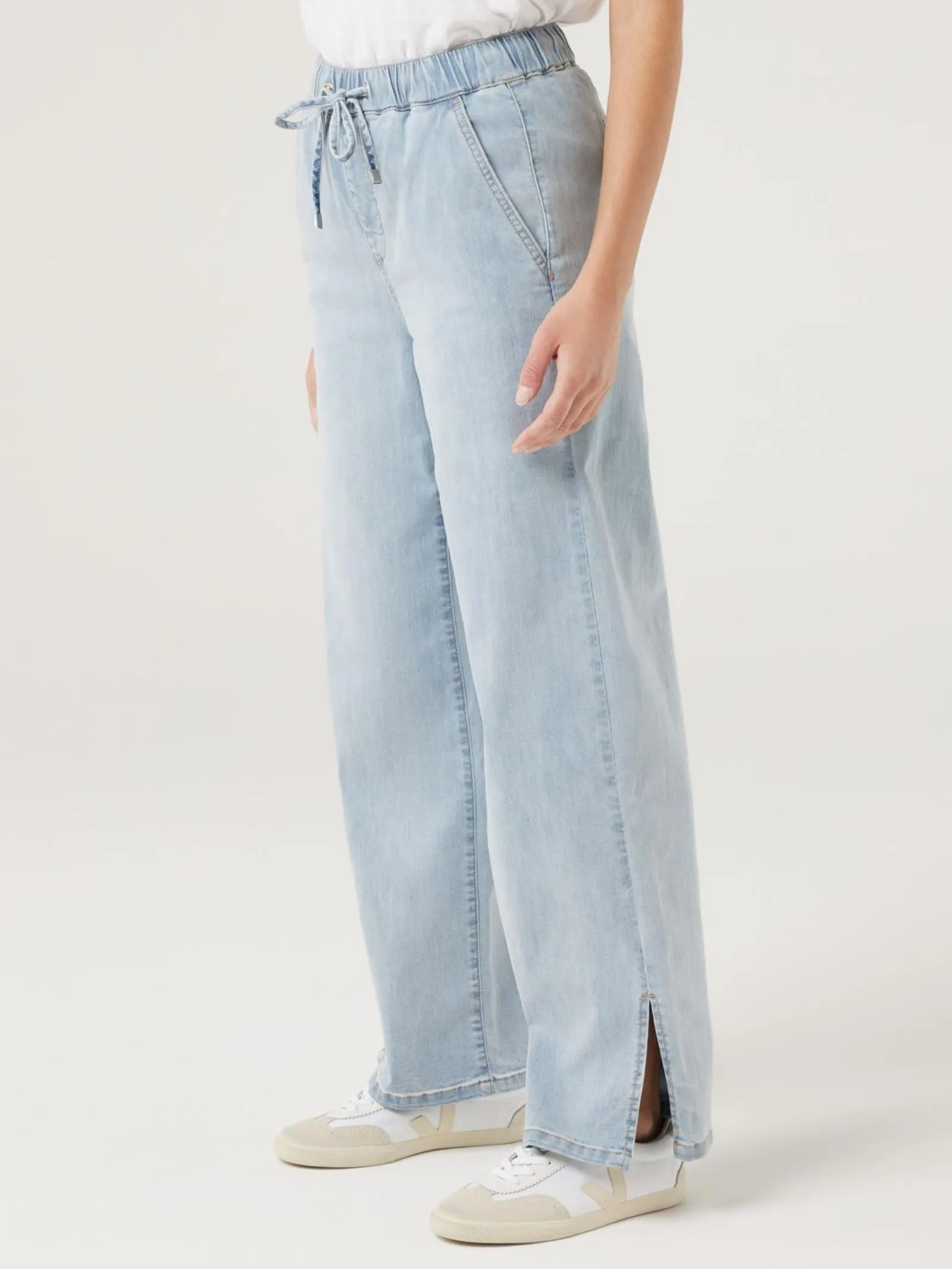 Hayley J-Luxe Split Hem Wide Leg Jeans