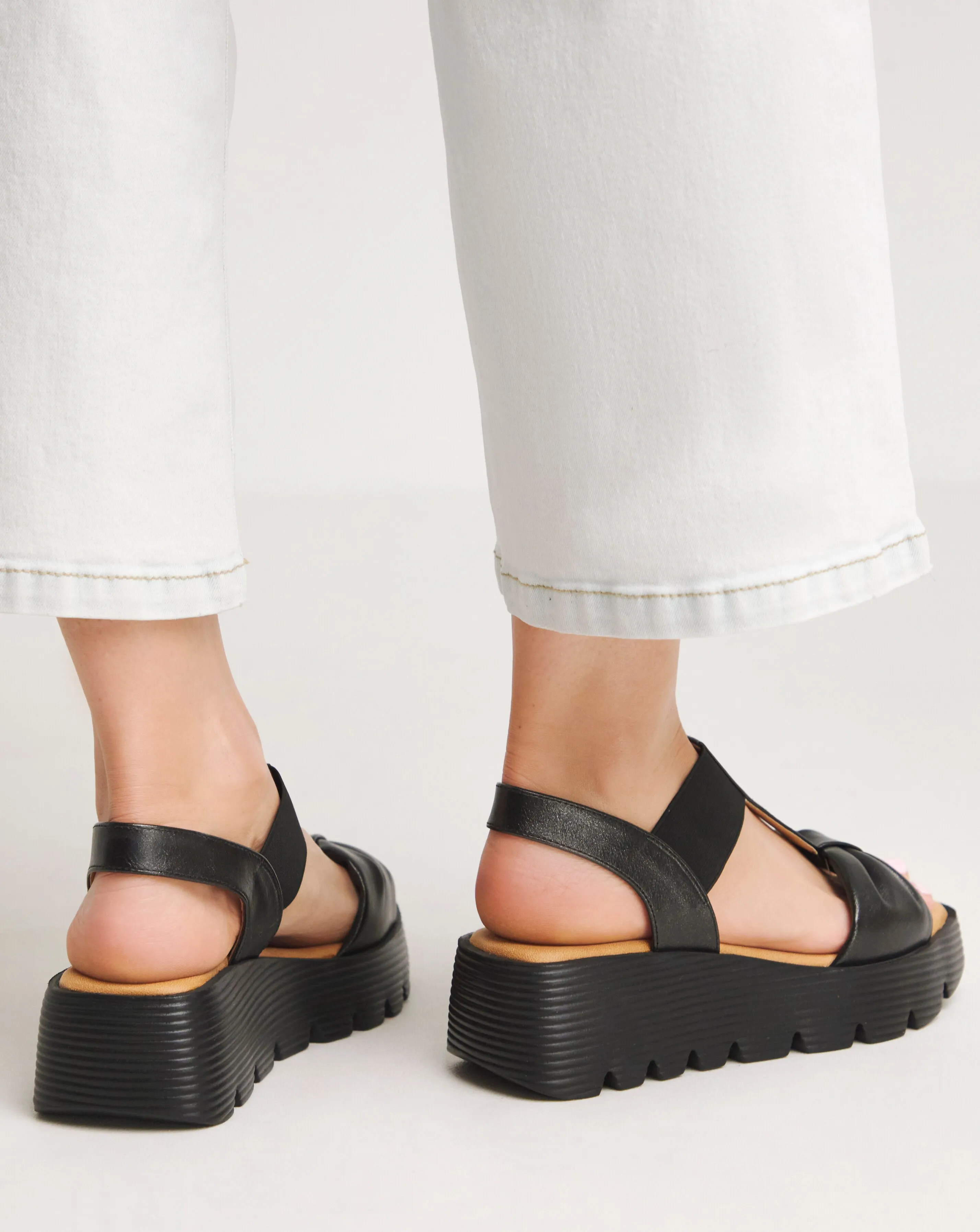 Heavenly Feet Plaza T Bar Wedge Sandals Wide Fit