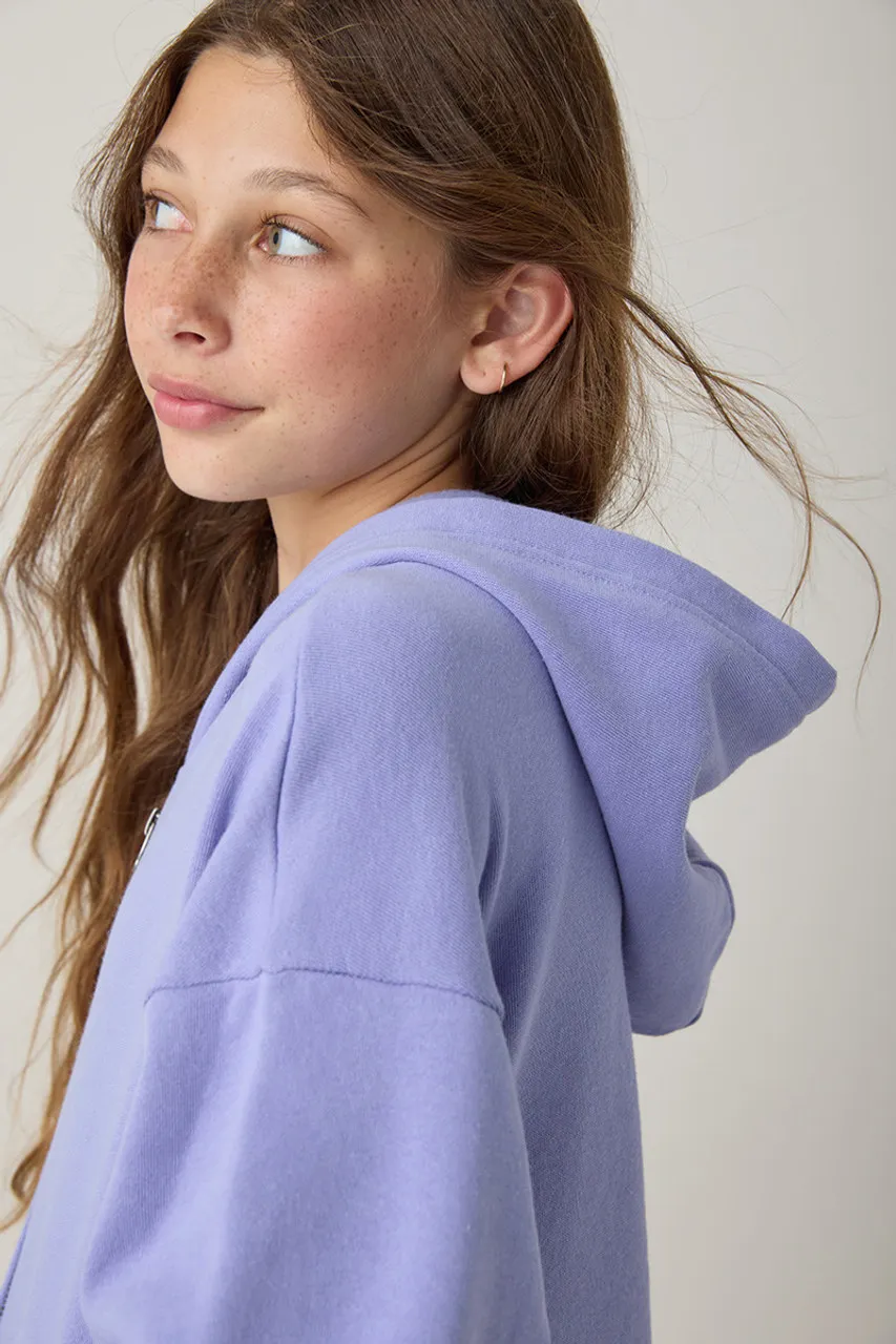 Hello Franki Kaitlin Solid Oversized Zip Hoodie for Girls