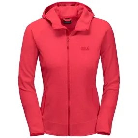 Jack Wolfskin Women's Arco Hooded Fleece - Tulip Red Stripes - SIZE LA