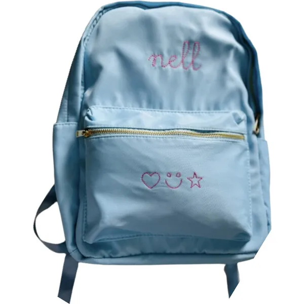 juju + stitch Personalized Script Embroidered Backpack, Ice Blue