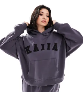 Kaiia Plus logo oversized hoodie co-ord in dark grey