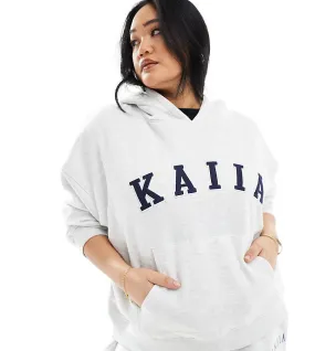 Kaiia Plus logo oversized hoodie co-ord in light grey