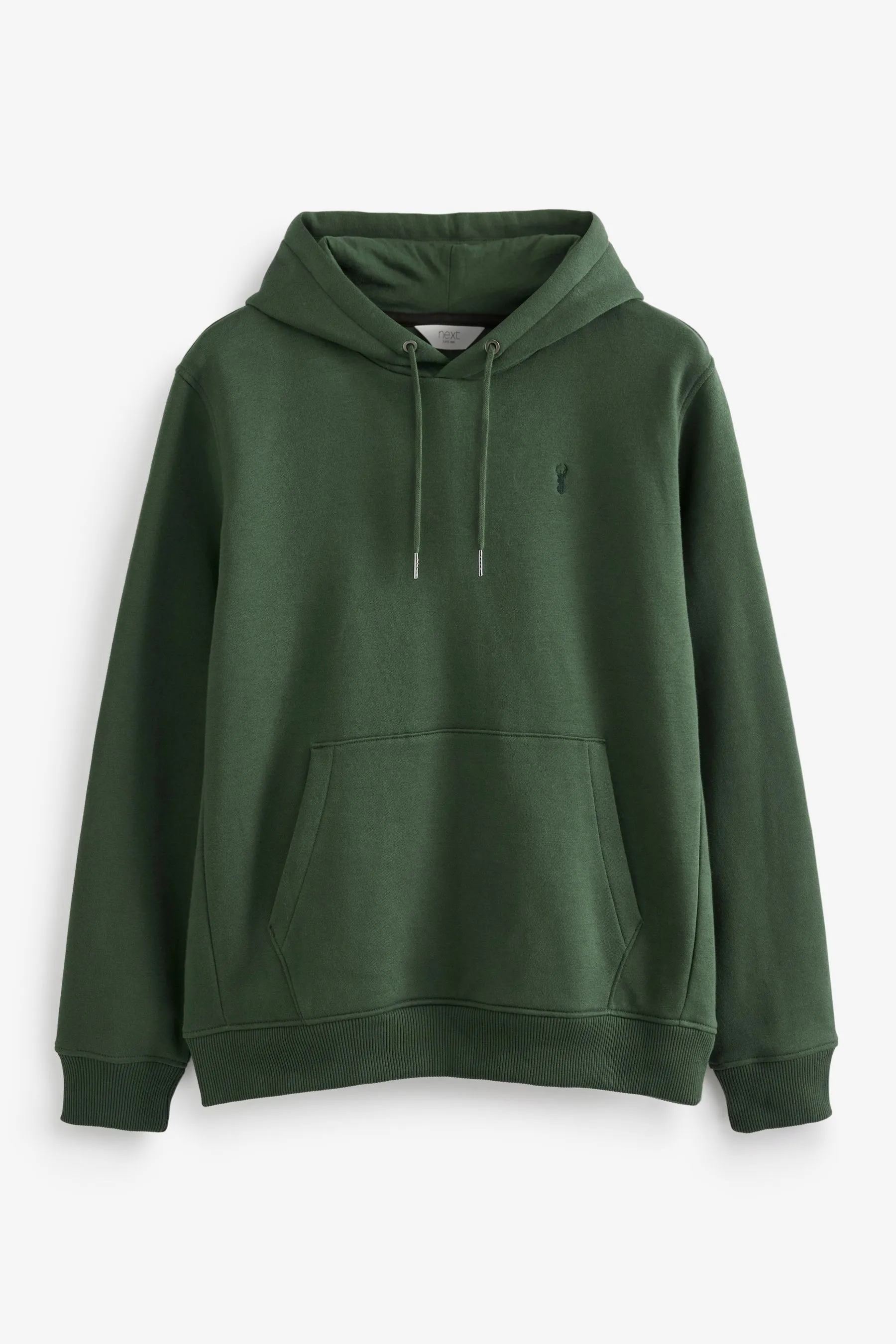 Khaki Green Regular Fit Jersey Cotton Rich Overhead Hoodie