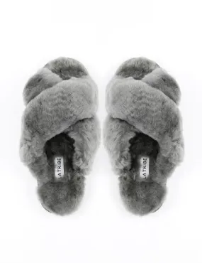 La Tribe      La Tribe - Crossover Sheepy Slipper (Charcoal)