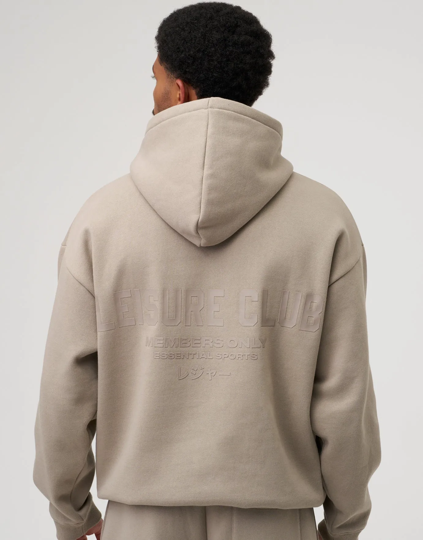 Leisure Club Members Oversized Hoodie in Dark Ecru | Hallensteins NZ