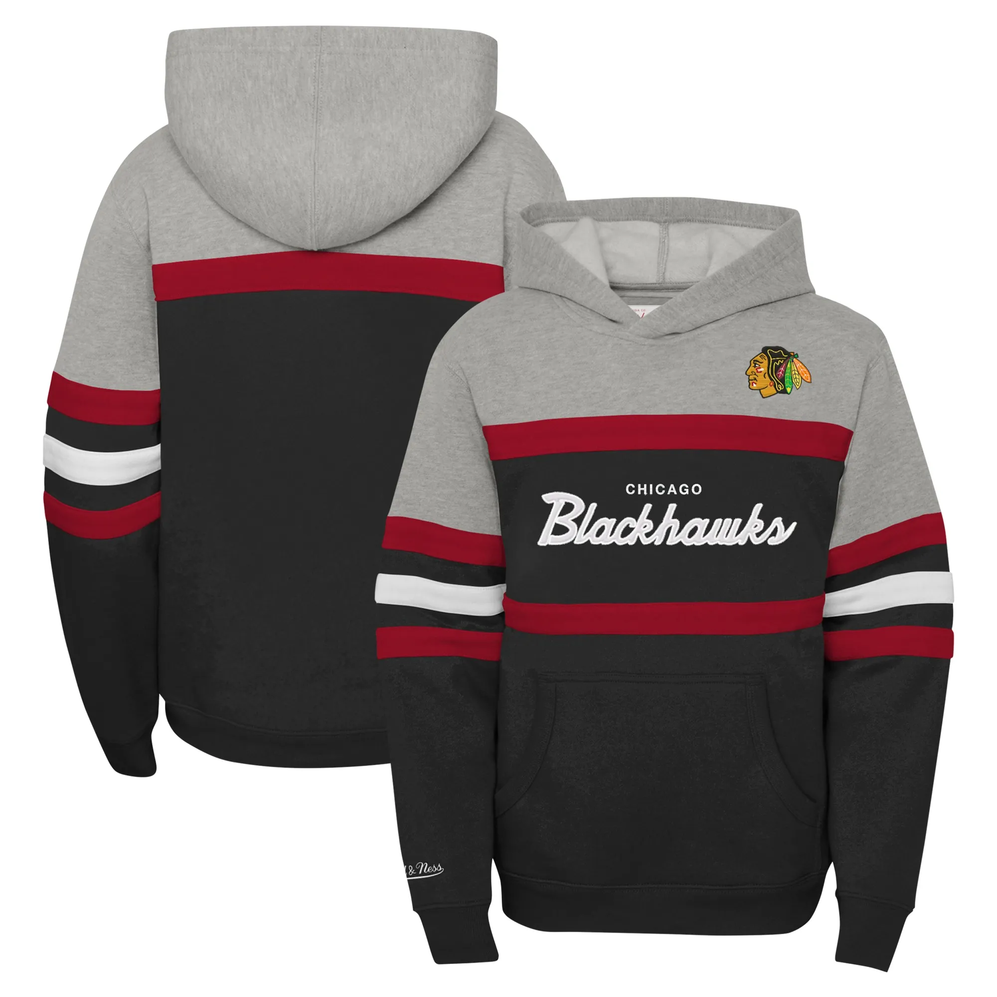 Lids Youth Mitchell & Ness Gray Chicago Blackhawks Head Coach Pullover Hoodie