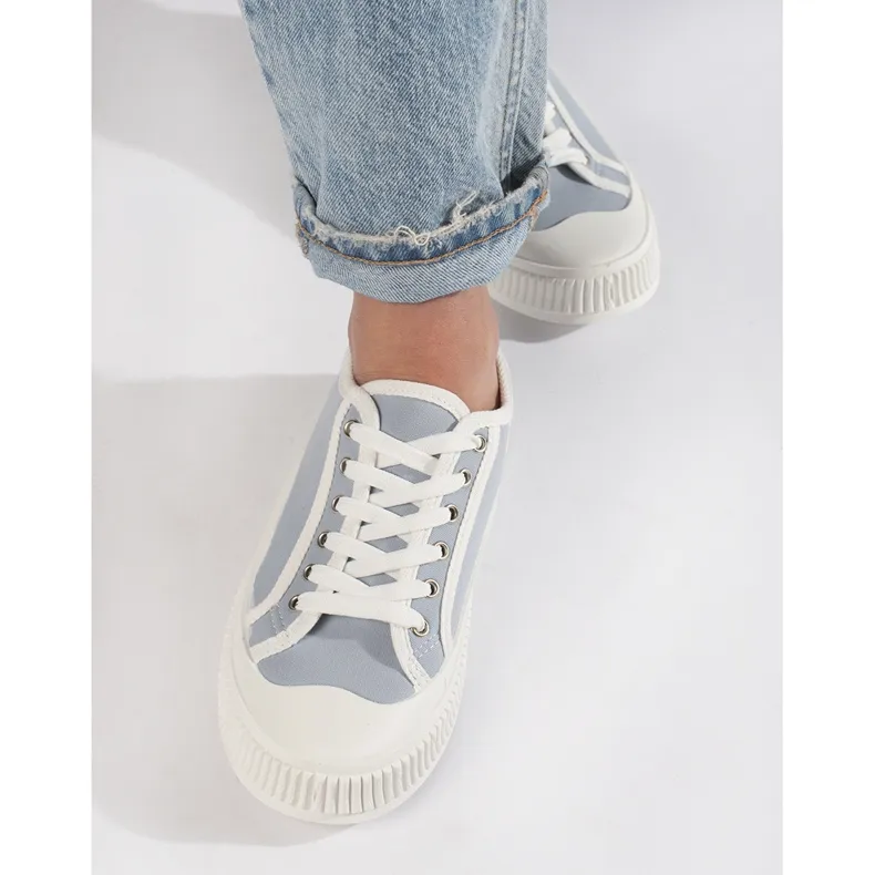 Light blue women's platform sneakers