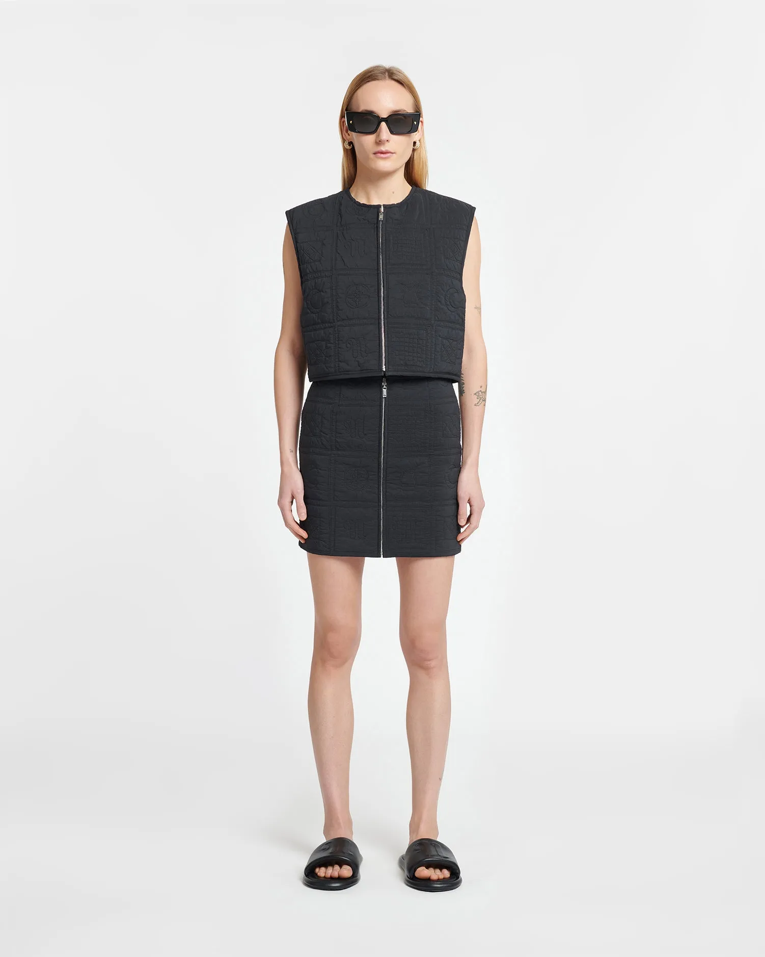 Lise - Quilted Tech Poplin Vest - Black