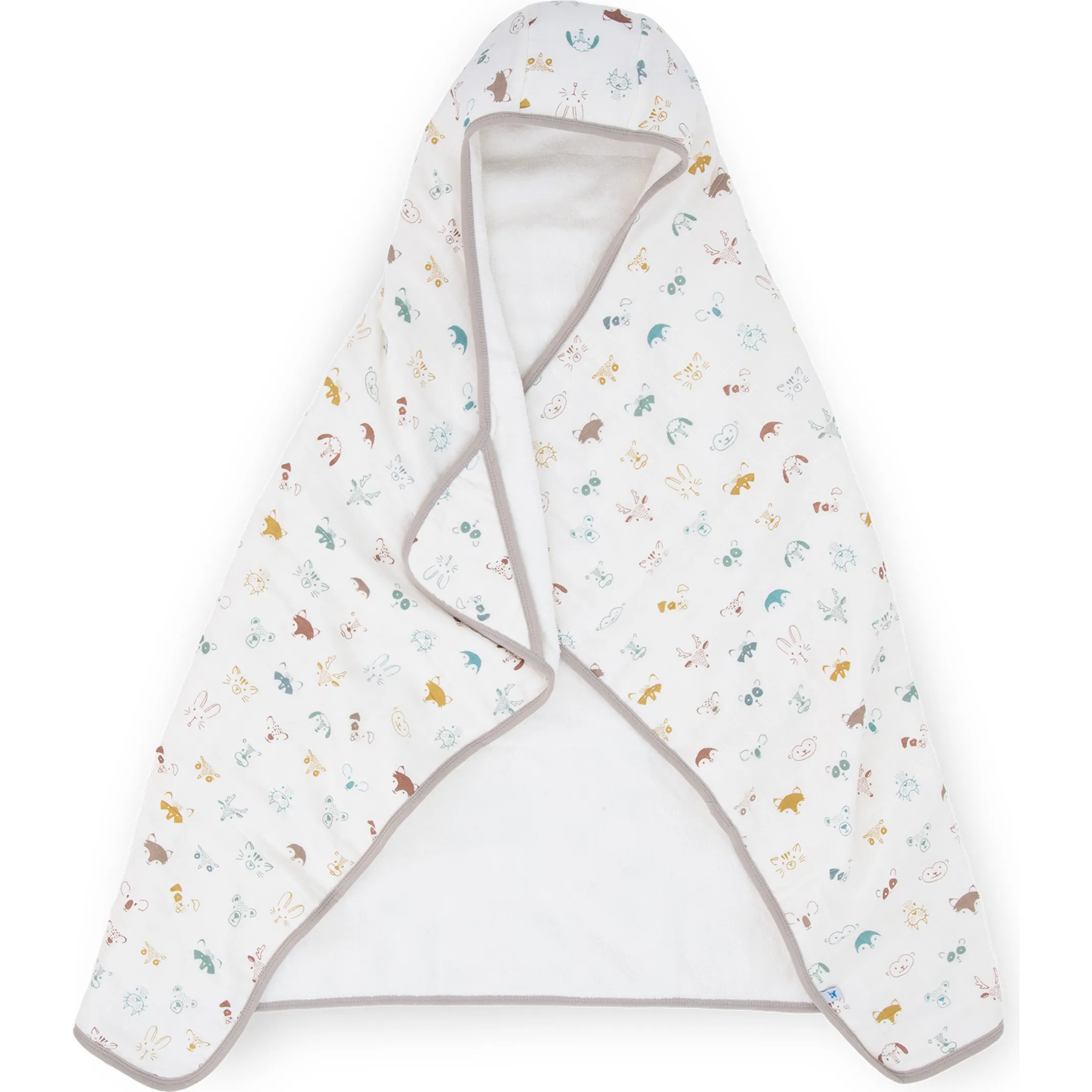 Little Unicorn Toddler Large Cotton Print Plush Hooded Towel 42X47, Animal Crowd