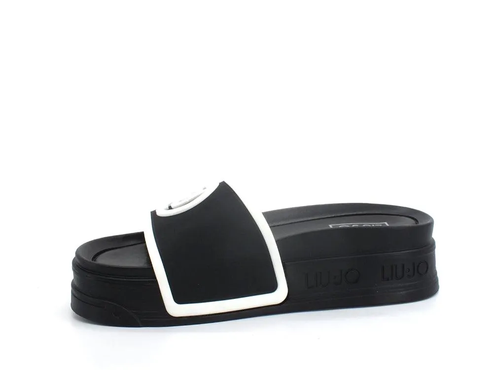 LIU JO Cecy 08 Ciabatta Slipper Platform Black White SA2287EX131