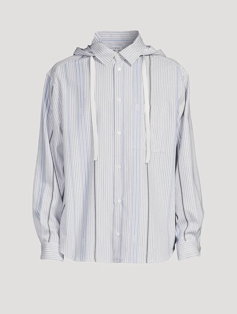 LOEWE Wool And Cotton Jacquard Hooded Shirt